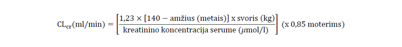 Lyrica dozavimas esant diagnozuotam inkstų funkcijos sutrikimui. 